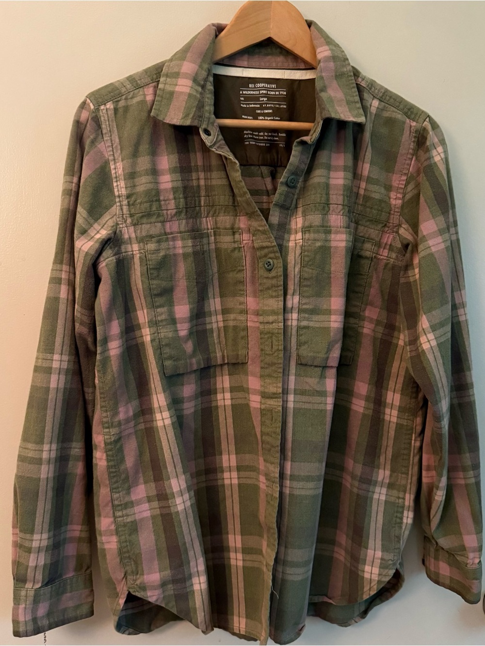 Cooperative Olive & Soft Pink Plaid Shirt